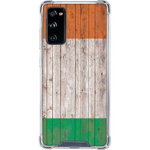 Ireland Flag Dark Wood Galaxy S20 FE Clear Case